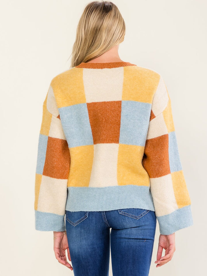 WOMEN'S LONG SLEEVE COLORBLOCK PULLOVER SWEATER
