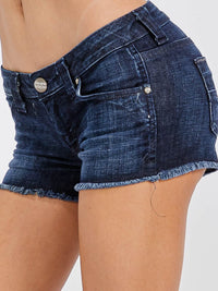 WOMEN'S BUTTON CLOSURE POCKETS DENIM MINI SHORTS