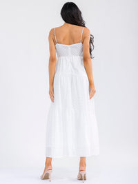 WOMEN'S SLEEVELESS SMOCK EYELET DETAILED MAXI DRESS