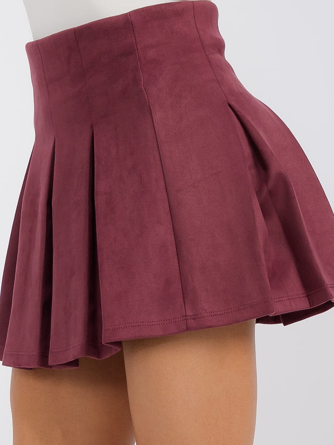 WOMEN'S ELASTIC WAIST PLEATED VELVET FLARE MINI SKIRT