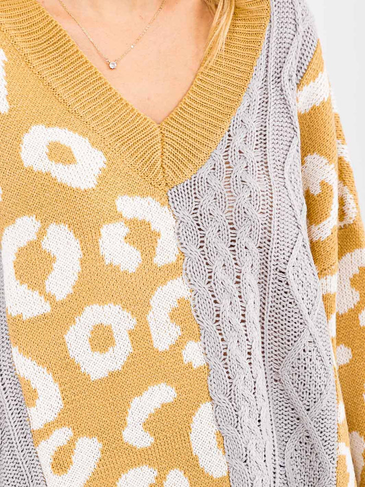 WOMEN'S LONG SLEEVE V-NECK KNIT PULLOVER SWEATER