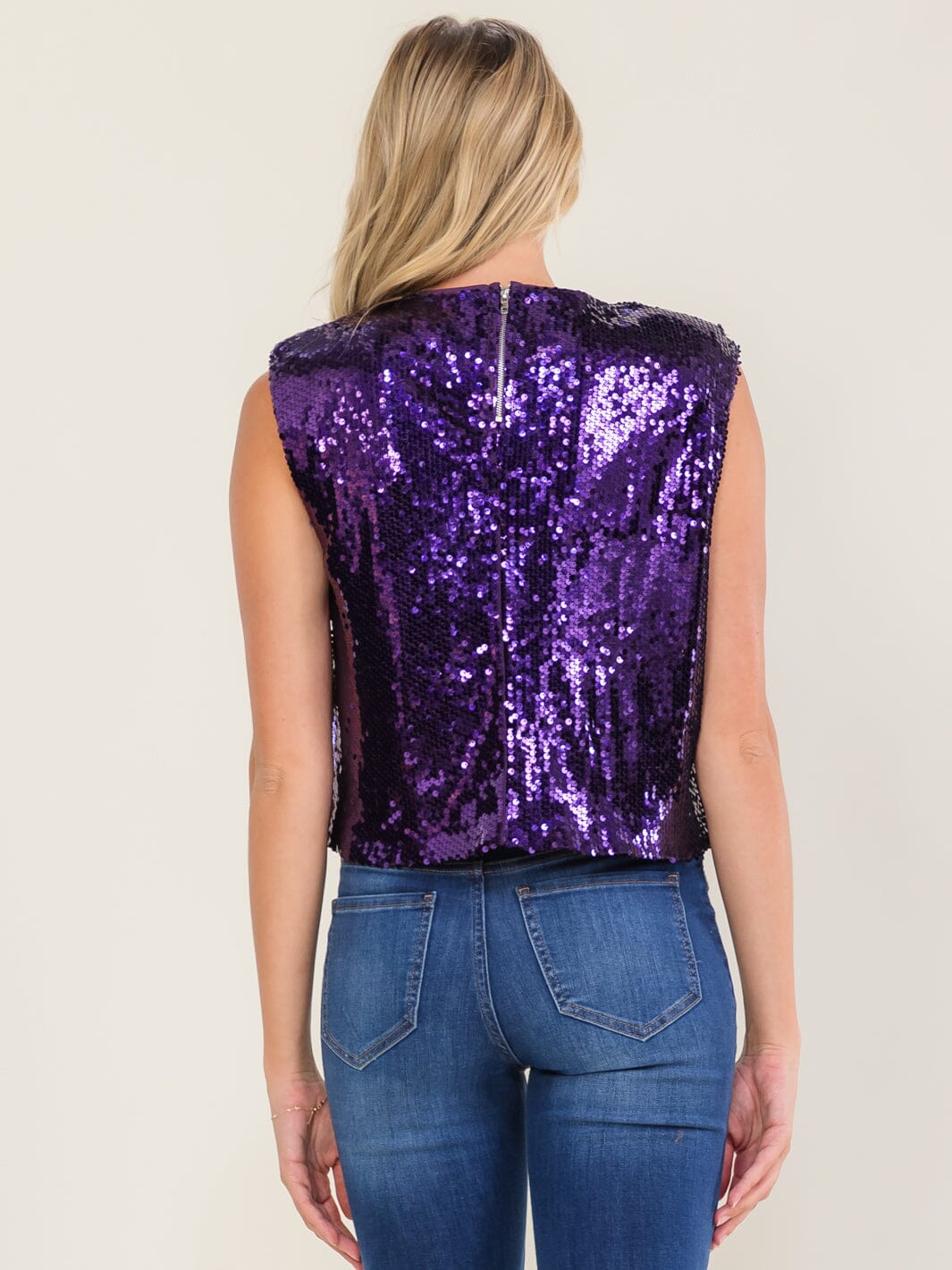 WOMEN'S SLEEVELESS SEQUINS GAME DAY TOP