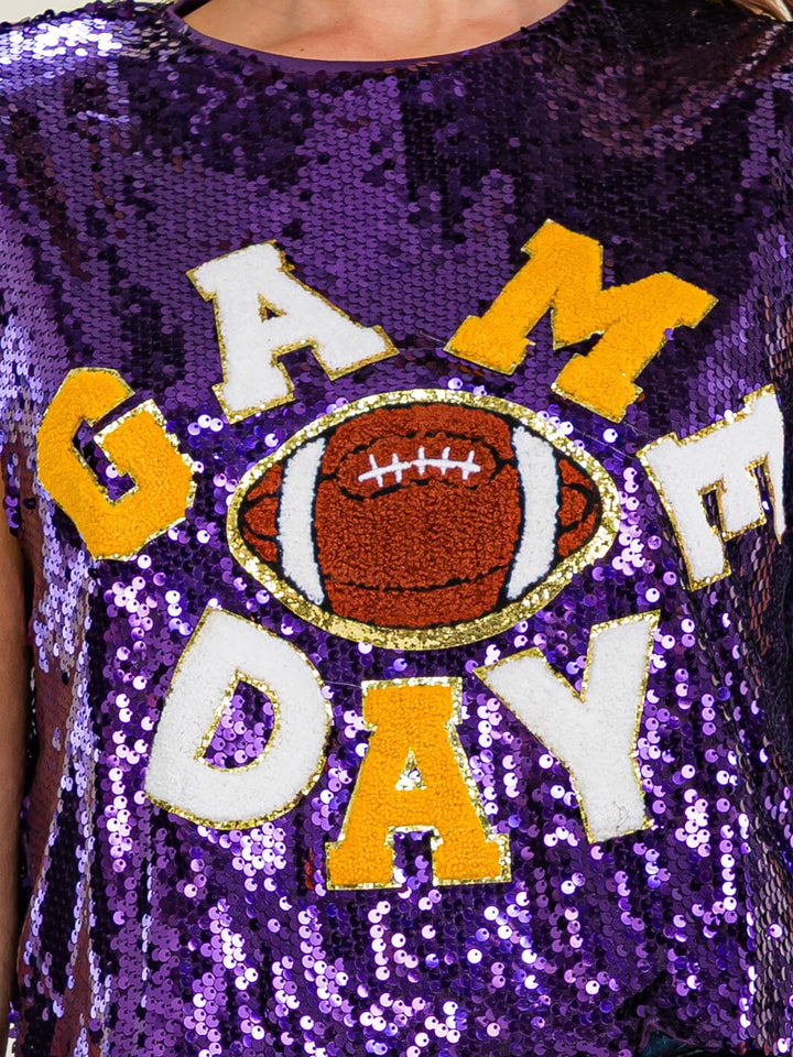 WOMEN'S SLEEVELESS SEQUINS GAME DAY TOP