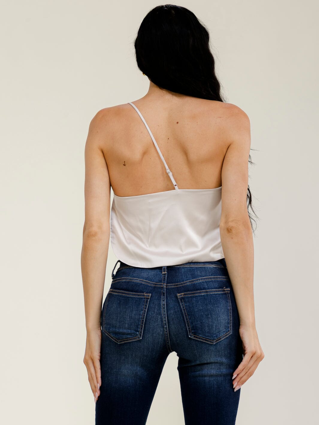 WOMEN'S SLEEVELESS ONE SHOULDER CUT OUT CROP TOP