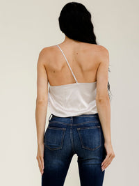 WOMEN'S SLEEVELESS ONE SHOULDER CUT OUT CROP TOP
