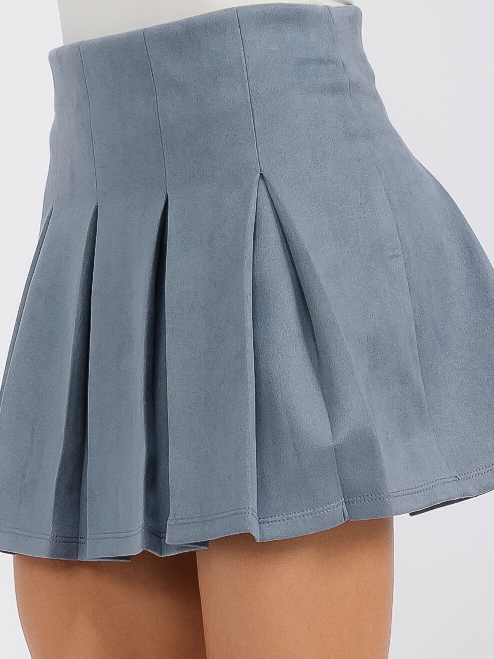 WOMEN'S ELASTIC WAIST PLEATED VELVET FLARE MINI SKIRT