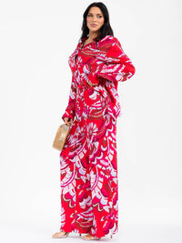 WOMEN'S ELASTIC WAIST FRONT POCKETS MULTI PRINT WIDE LEG PALAZZO PANTS