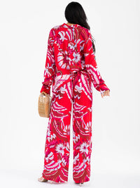 WOMEN'S ELASTIC WAIST FRONT POCKETS MULTI PRINT WIDE LEG PALAZZO PANTS