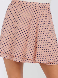 WOMEN'S BUTTON CLOSURE POLKA DOTS WRAP MINI SKIRT