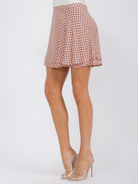 WOMEN'S BUTTON CLOSURE POLKA DOTS WRAP MINI SKIRT