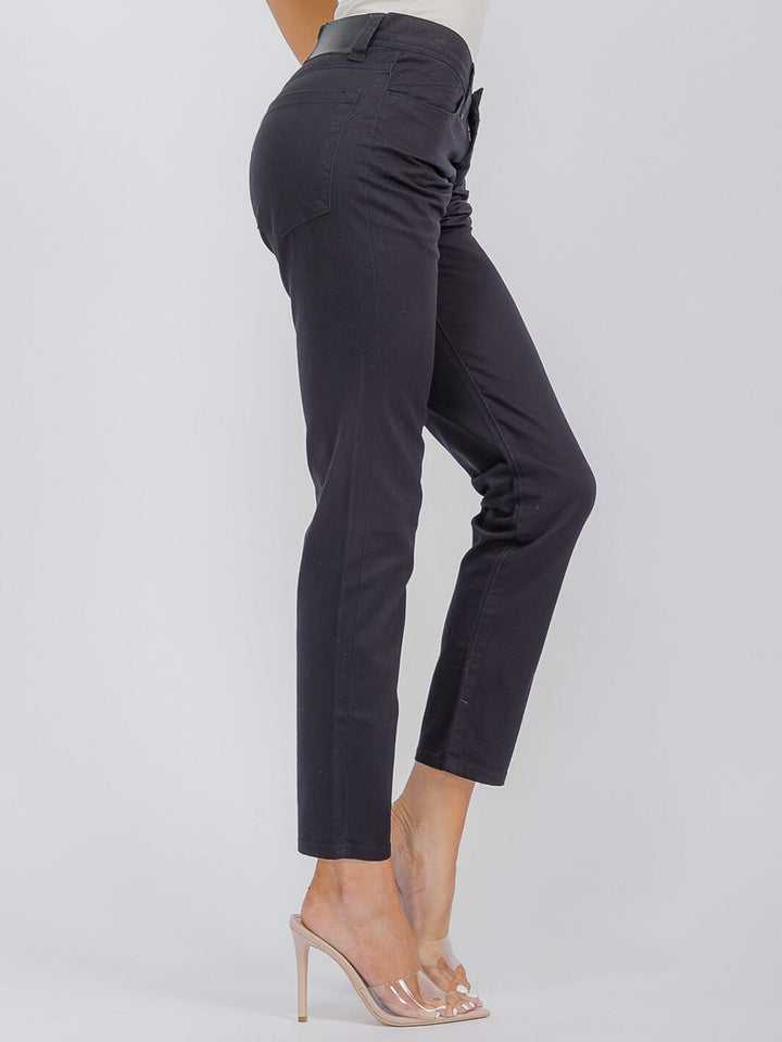 WOMEN'S BUTTON CLOSURE POCKETS WIDE LEG DENIM PANTS