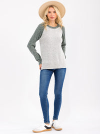 WOMEN'S LONG SLEEVE COLORBLOCK PULLOVER SWEATER