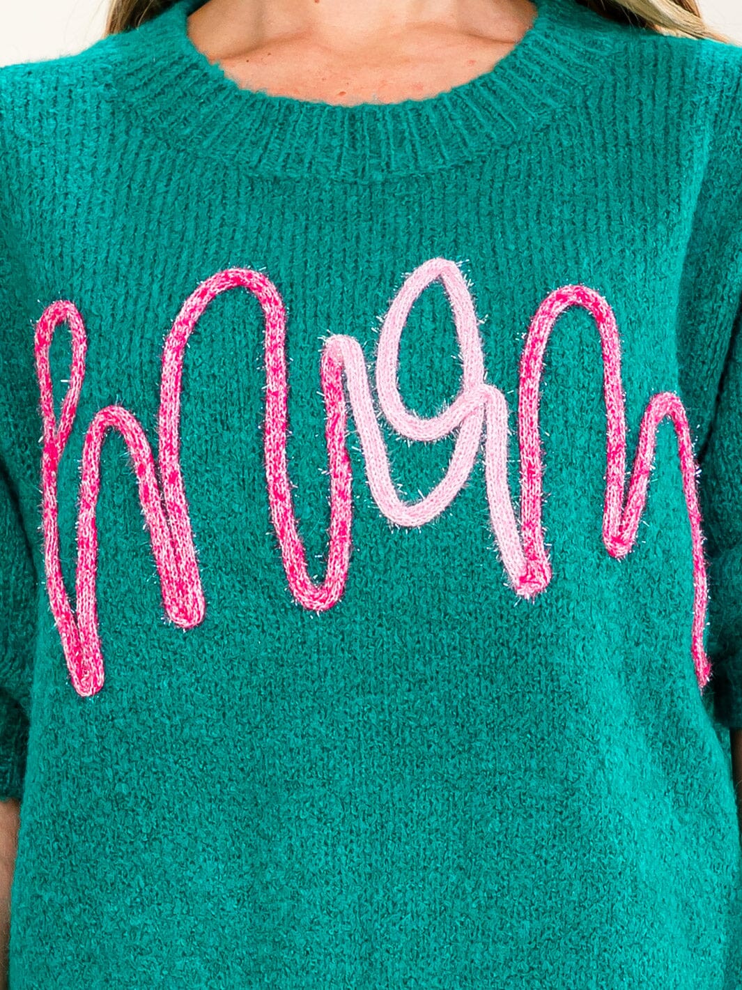 WOMEN'S SHORT SLEEVE MOM SWEATER TOP