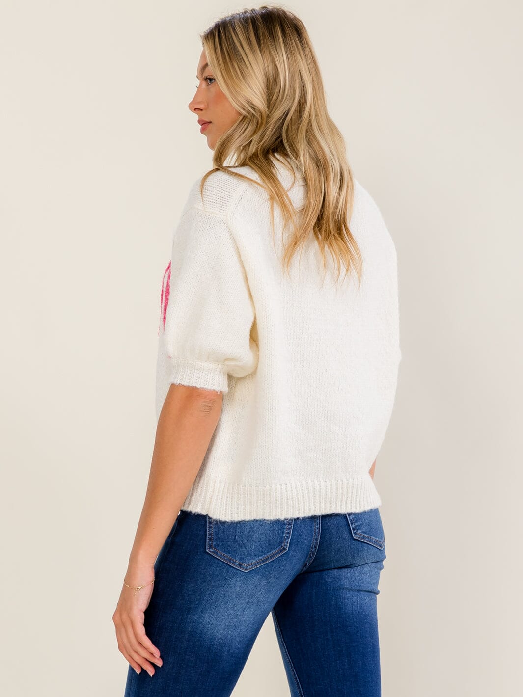 WOMEN'S SHORT SLEEVE MOM SWEATER TOP