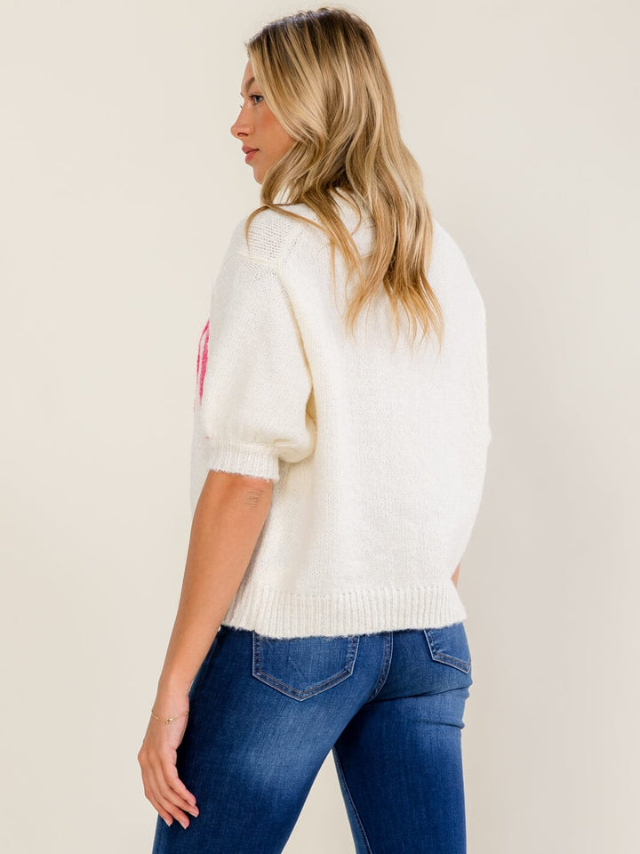 WOMEN'S SHORT SLEEVE MOM SWEATER TOP