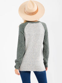 WOMEN'S LONG SLEEVE COLORBLOCK PULLOVER SWEATER