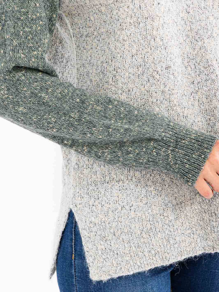 WOMEN'S LONG SLEEVE COLORBLOCK PULLOVER SWEATER