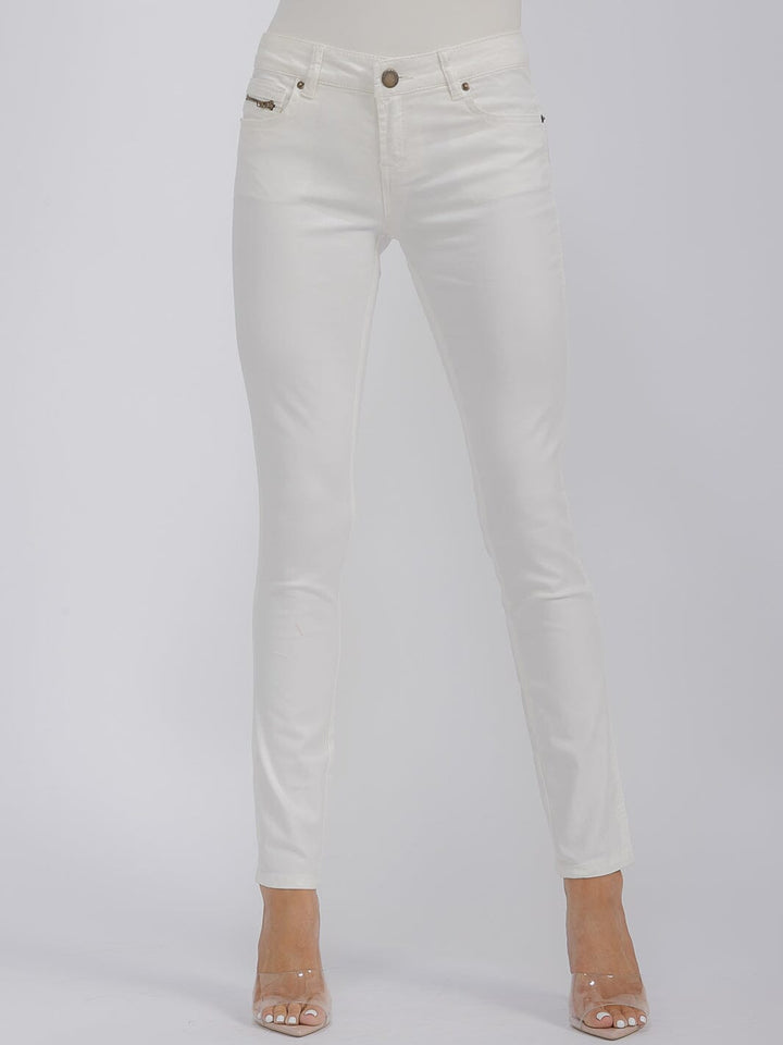 WOMEN'S BUTTON CLOSURE POCKETS SKINNY LEG DENIM TIE DYE PANTS