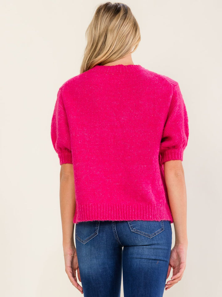 WOMEN'S SHORT SLEEVE MOM SWEATER TOP