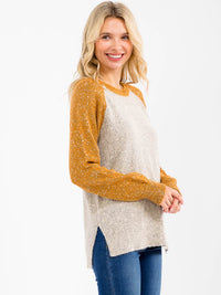 WOMEN'S LONG SLEEVE COLORBLOCK PULLOVER SWEATER