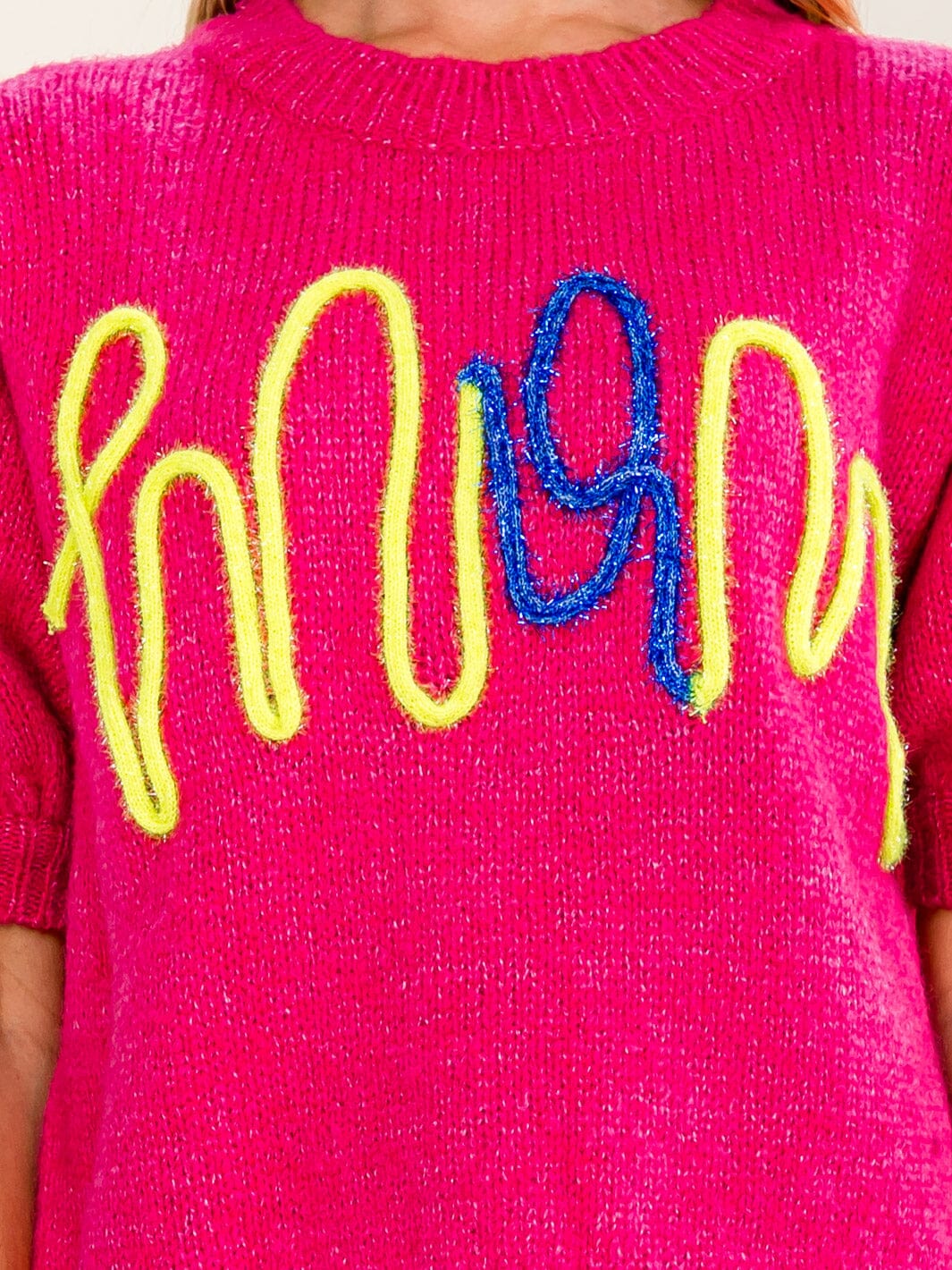 WOMEN'S SHORT SLEEVE MOM SWEATER TOP