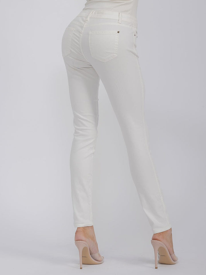 WOMEN'S BUTTON CLOSURE POCKETS SKINNY LEG DENIM TIE DYE PANTS