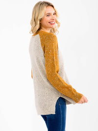 WOMEN'S LONG SLEEVE COLORBLOCK PULLOVER SWEATER