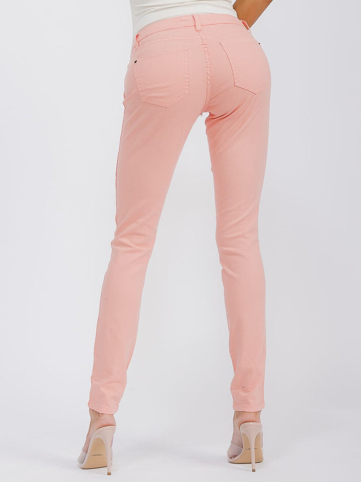 WOMEN'S BUTTON CLOSURE POCKETS SKINNY LEG DENIM TIE DYE PANTS