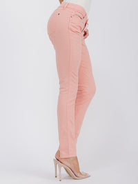 WOMEN'S BUTTON CLOSURE POCKETS SKINNY LEG DENIM TIE DYE PANTS