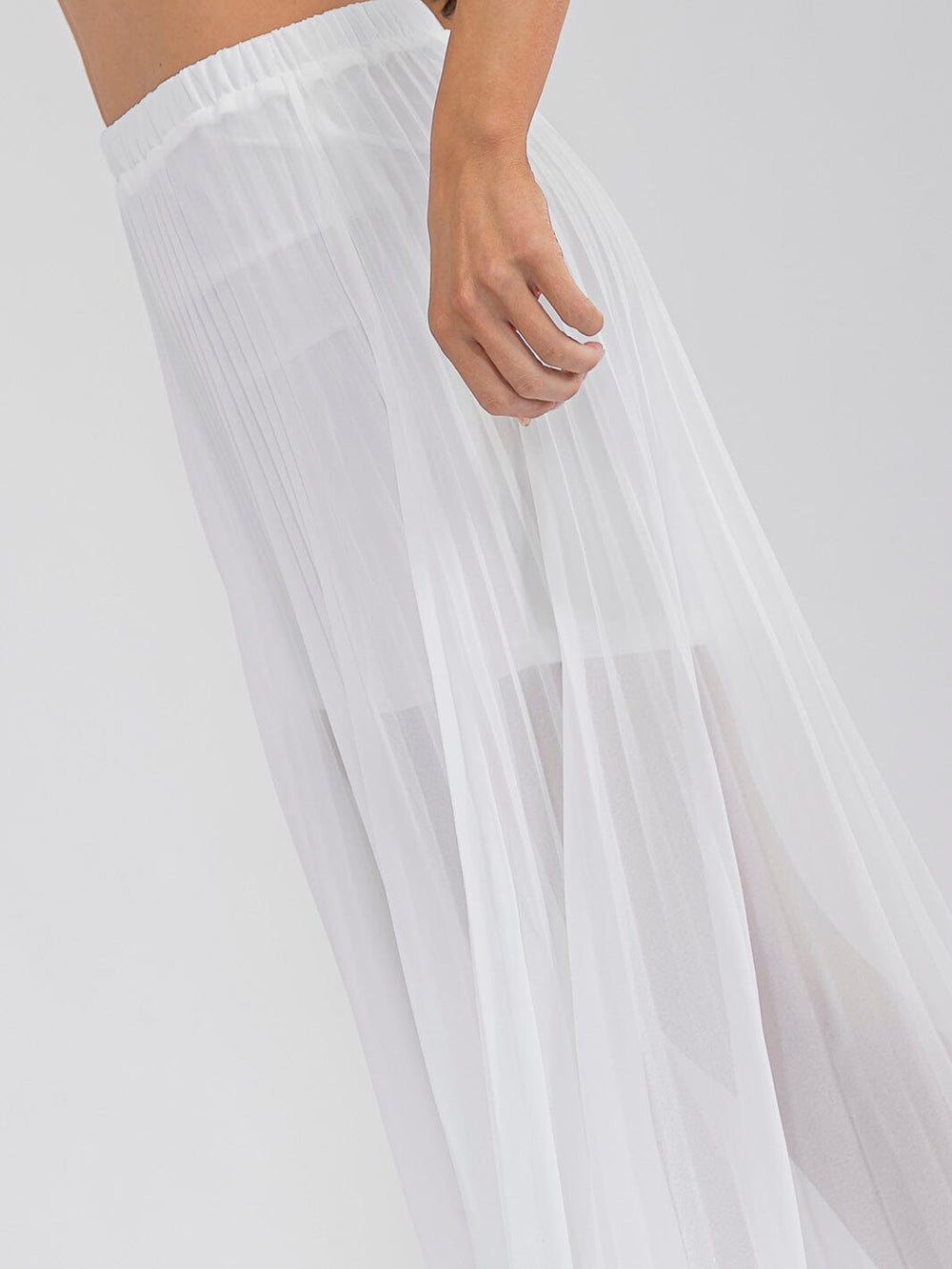 WOMEN'S ELASTIC WAIST PLEATED MAXI SKIRT