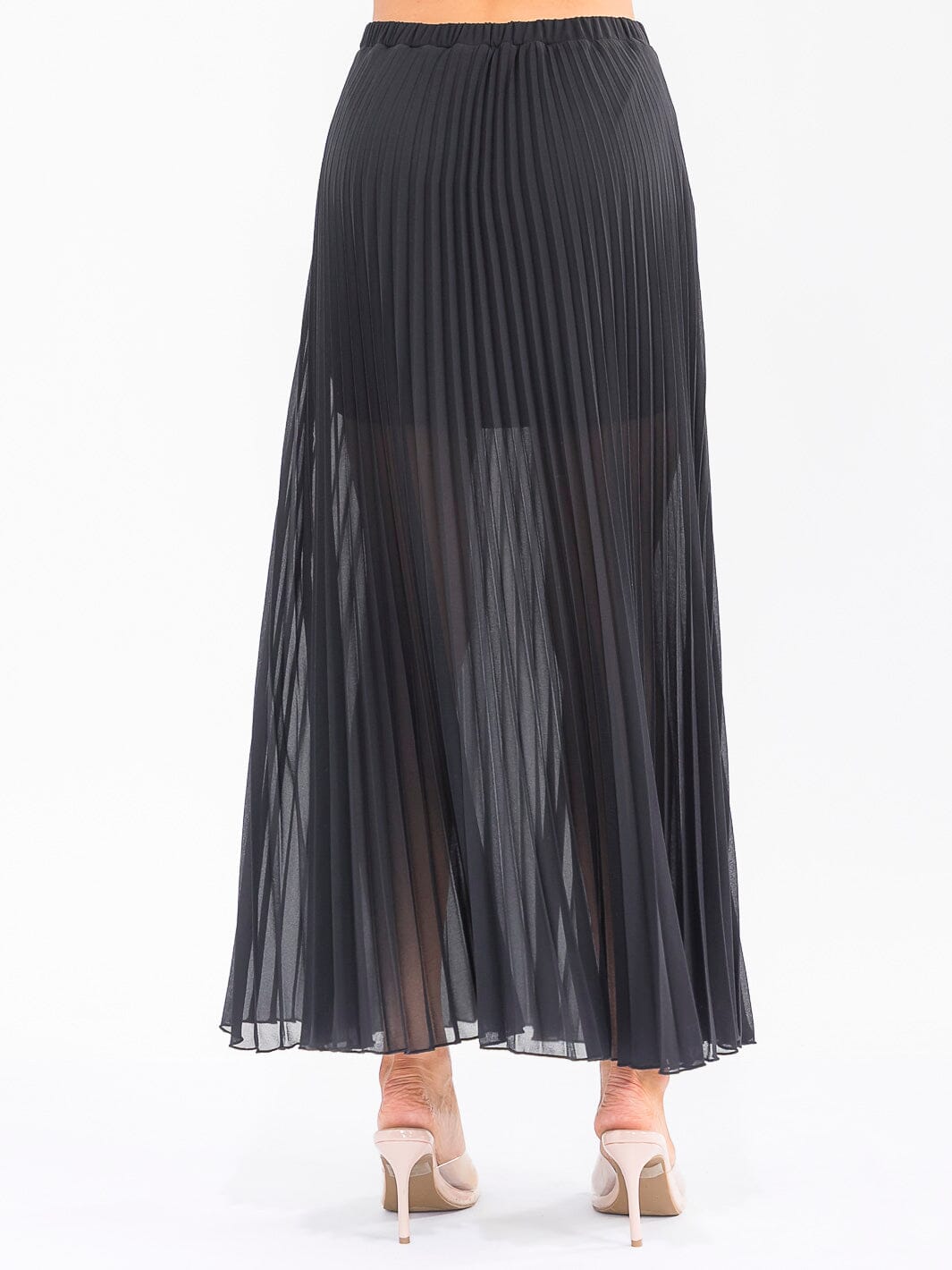 WOMEN'S ELASTIC WAIST PLEATED MAXI SKIRT