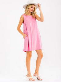 WOMEN'S SLEEVELESS FRONT POCKET TUNIC MINI DRESS