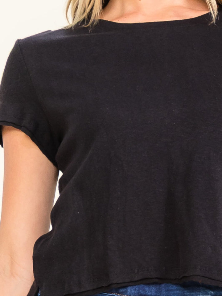WOMEN'S SHORT SLEEVE SOLID BASIC TOP