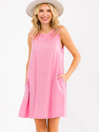 WOMEN'S SLEEVELESS FRONT POCKET TUNIC MINI DRESS
