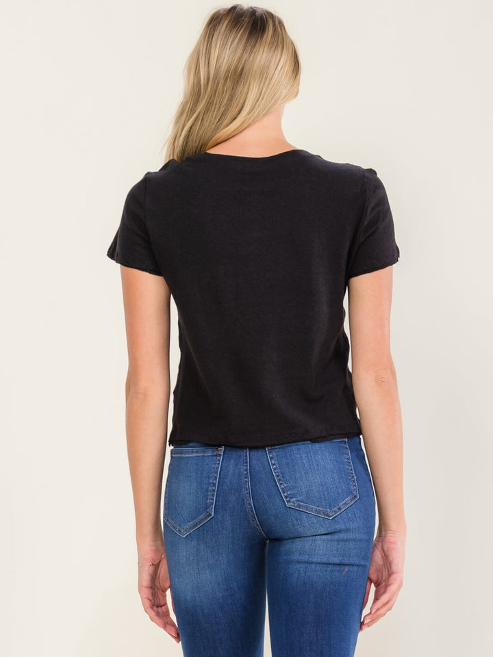 WOMEN'S SHORT SLEEVE SOLID BASIC TOP