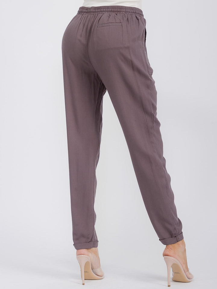 WOMEN'S ELASTIC WAIST POCKETS JOGGER PANTS