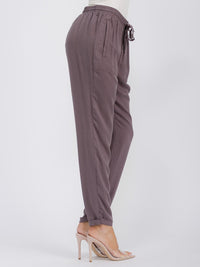 WOMEN'S ELASTIC WAIST POCKETS JOGGER PANTS