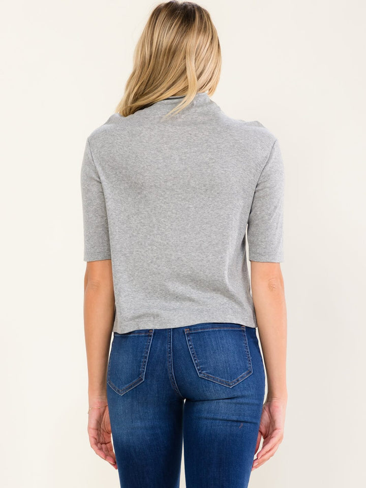 WOMEN'S SHORT SLEEVE MOCK NECK BASIC TOP