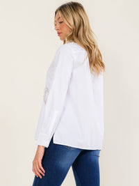 WOMEN'S LONG SLEEVE BUTTON UP STUDS HEARTS DETAILED BLOUSE