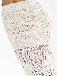 WOMEN'S ELASTIC WAIST ALL OVER CROCHET MIDI SKIRT