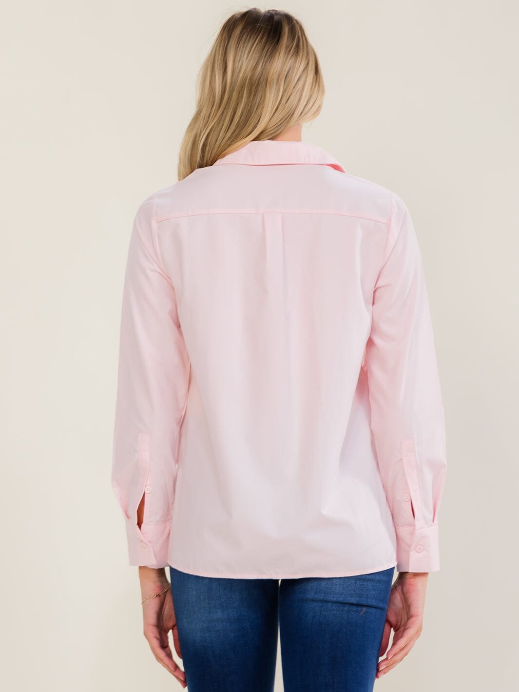 WOMEN'S LONG SLEEVE BUTTON UP STUDS HEARTS DETAILED BLOUSE