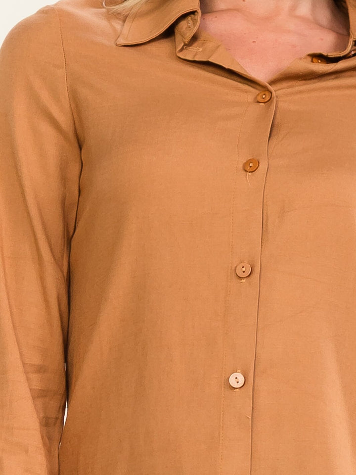 ******WOMEN'S LONG SLEEVE BUTTON UP LINEN BLOUSE