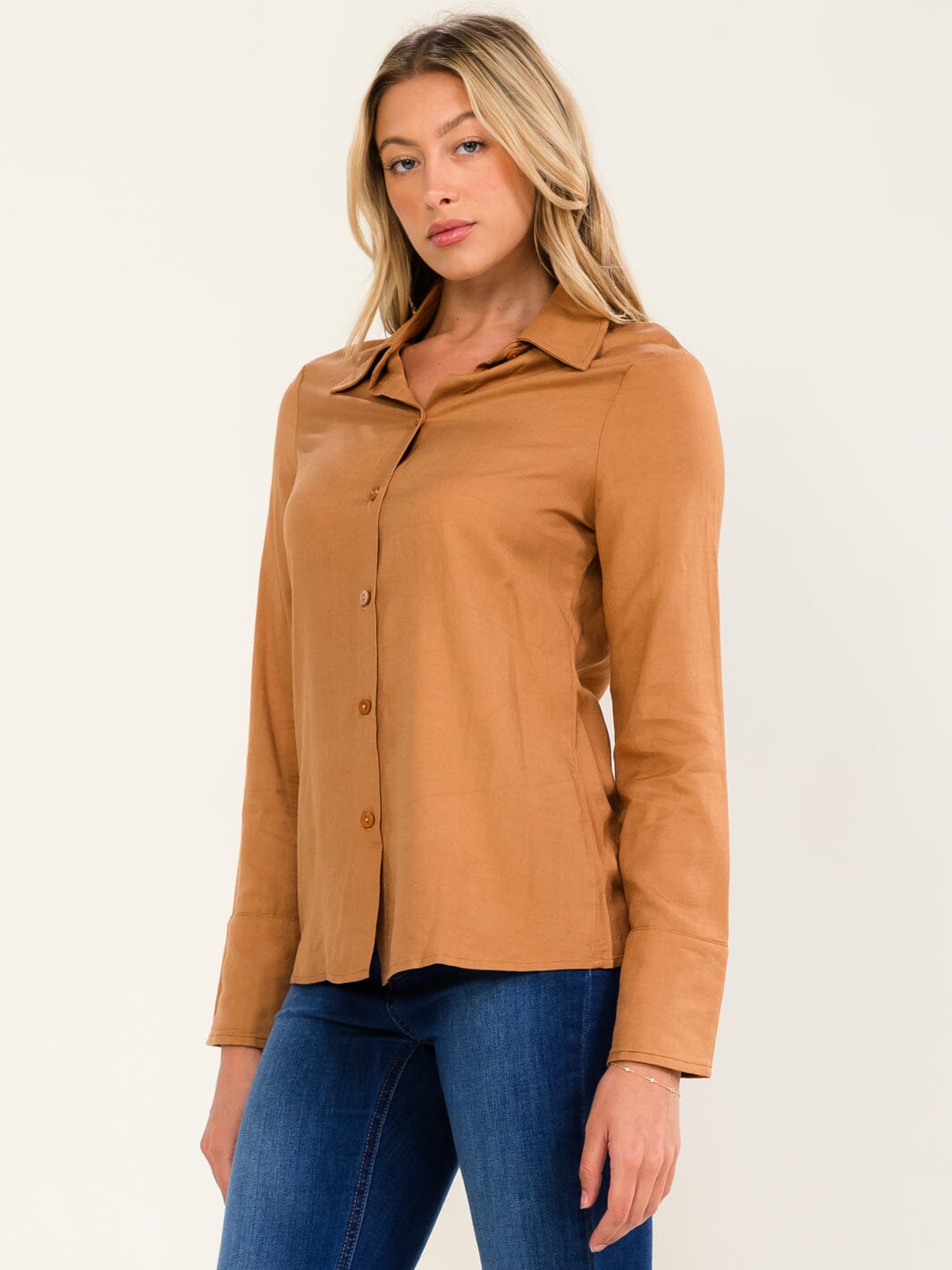 ******WOMEN'S LONG SLEEVE BUTTON UP LINEN BLOUSE