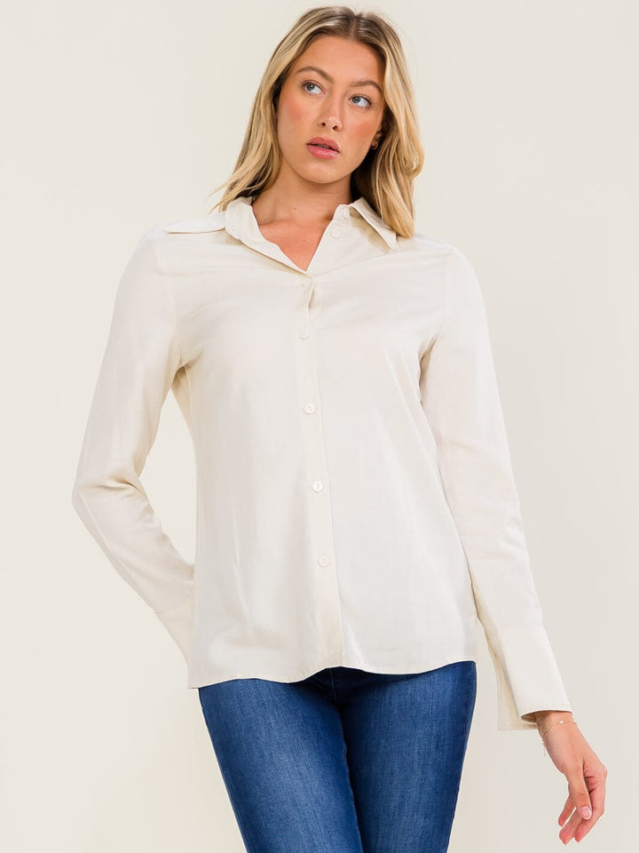 ******WOMEN'S LONG SLEEVE BUTTON UP LINEN BLOUSE