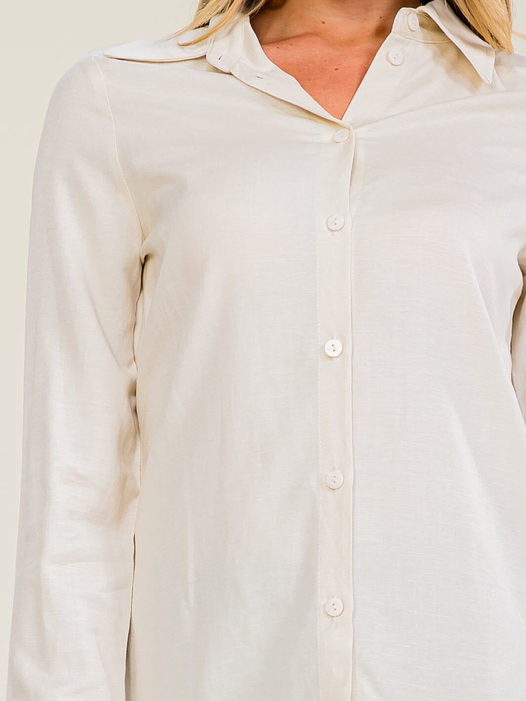 ******WOMEN'S LONG SLEEVE BUTTON UP LINEN BLOUSE