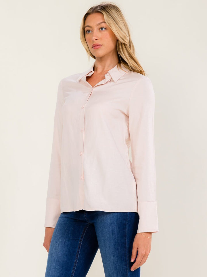 ******WOMEN'S LONG SLEEVE BUTTON UP LINEN BLOUSE