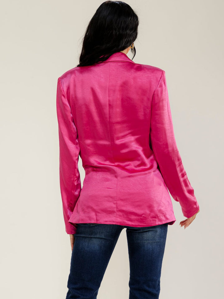 WOMEN'S LONG SLEEVE V-NECK SELF TIE WRAP BLAZER