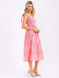 WOMEN'S SLEEVELESS SMOCK DETAILED TIERED MAXI DRESS