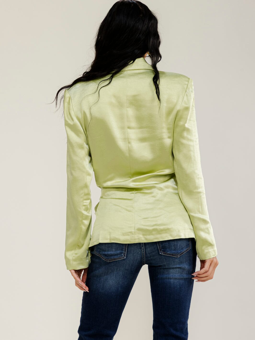 WOMEN'S LONG SLEEVE V-NECK SELF TIE WRAP BLAZER