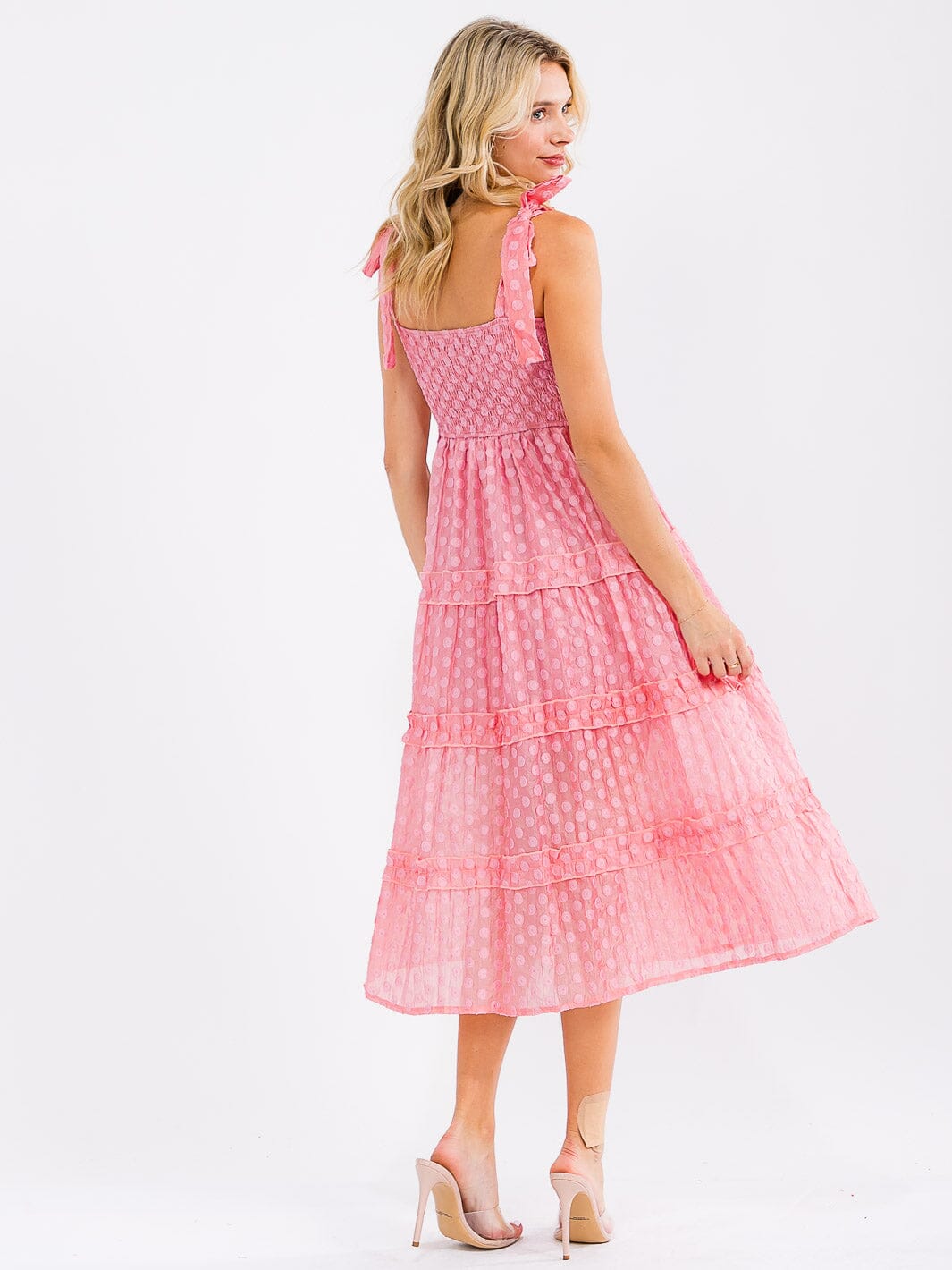 WOMEN'S SLEEVELESS SMOCK DETAILED TIERED MAXI DRESS